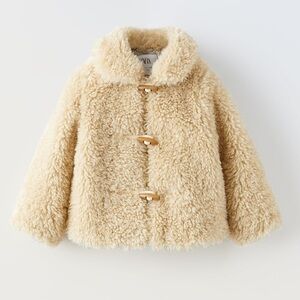 New Zara Faux Shearling Toggle Jacket
